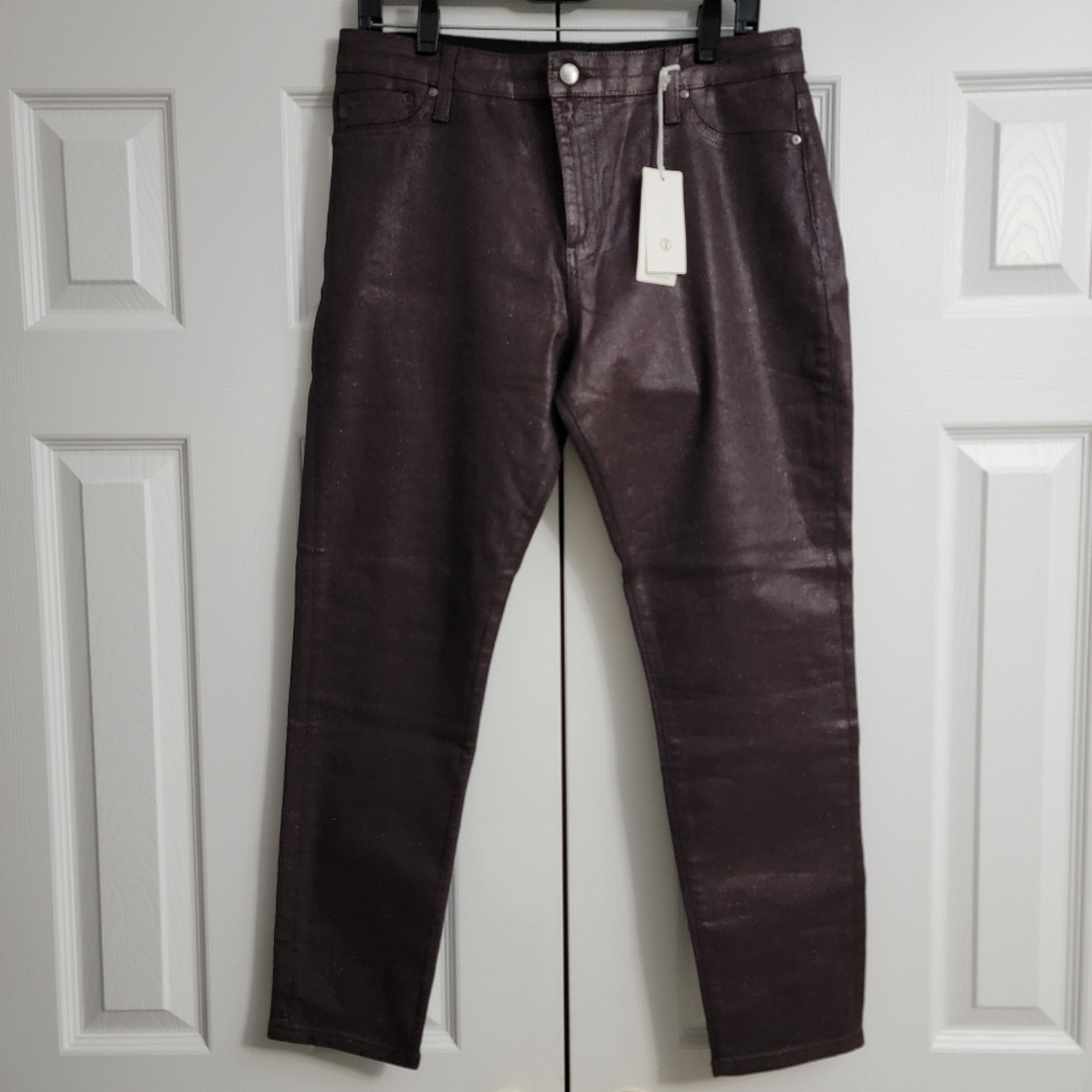 AG Farrah High Rise Ankle Skinny Jeans, Sparkly Wine Bloom, Women's Size 32